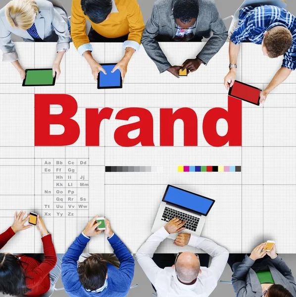 Mensen uit het bedrijfsleven brainstormen Branding Concept — Stockfoto