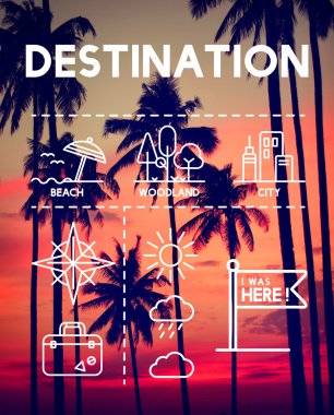 Siluet Hindistan cevizi hurma ağacı