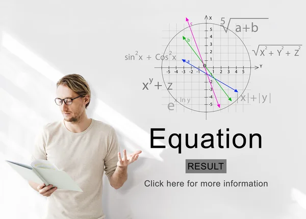 Affärsman med ekvationen — Stockfoto