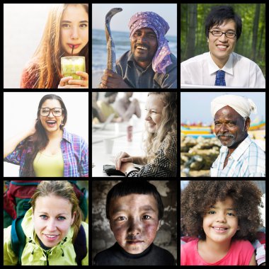 Çeşitli insanlarla kolaj