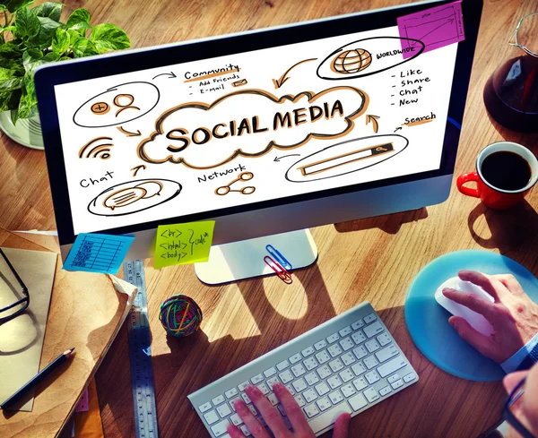 Imprenditore e Social Media Cocnept — Foto Stock