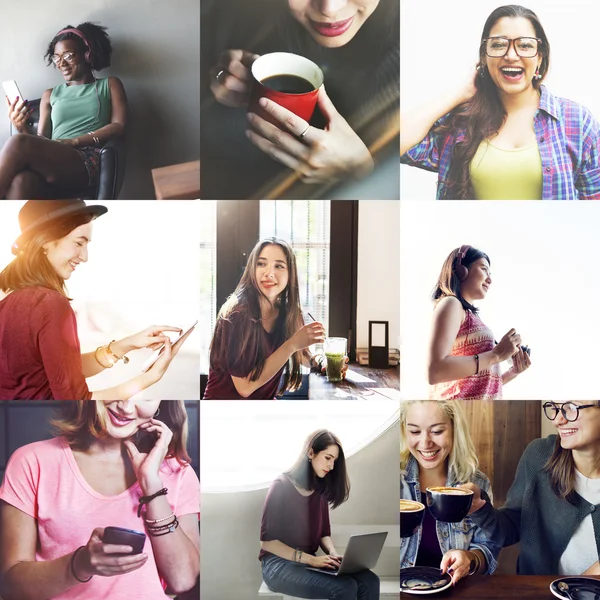 Coleção Colagem Várias mulheres — Fotografia de Stock