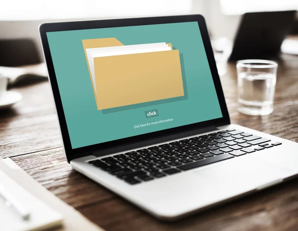 Laptop on table and Files Concept — Stock Photo, Image