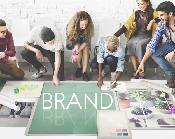 People drawing banner on floor — Stock Photo, Image