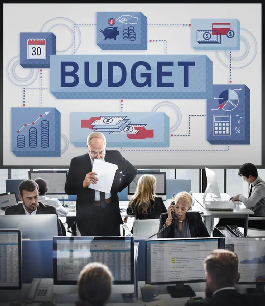 Werknemers van het bedrijf en budget — Stockfoto