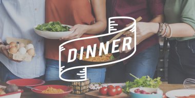 İnsanlar pişirme çanağı birlikte