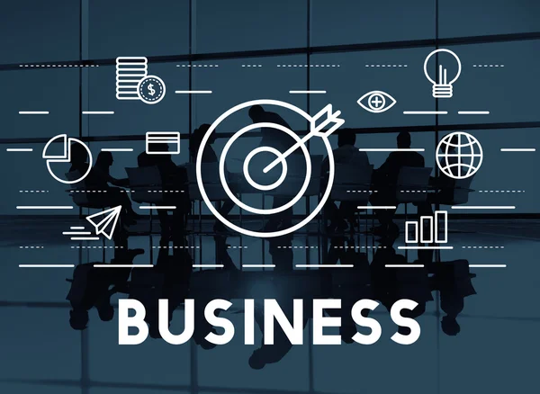 Business mensen silhouetten op zakelijke bijeenkomst — Stockfoto
