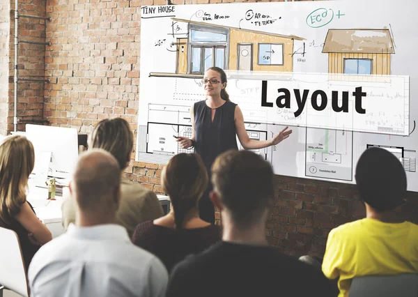 People at conference with layout — Stock Photo, Image