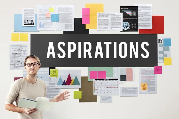 Businessman working with aspirations — Stock Photo, Image