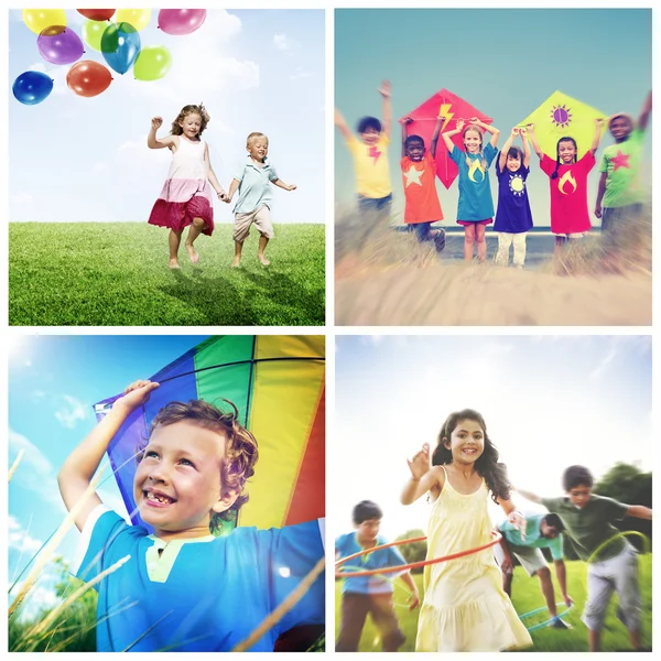 Collage Sammlung verschiedener Kinder — Stockfoto