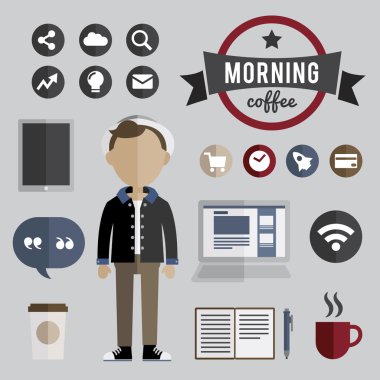 grafik simgeler ve çizgi film adam