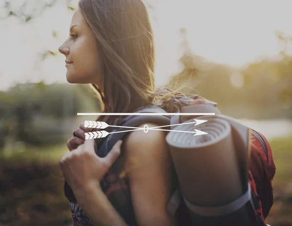 Girl traveling with Backpack — Stock Photo, Image