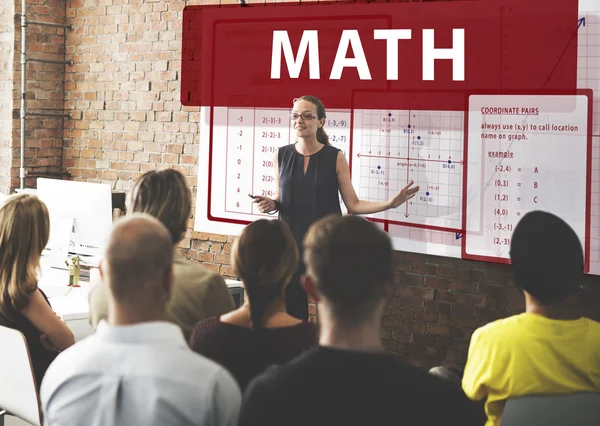 Mensen op conferentie met wiskunde — Stockfoto