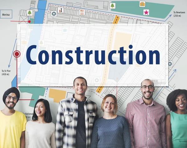 Diversiteit mensen met bouw — Stockfoto
