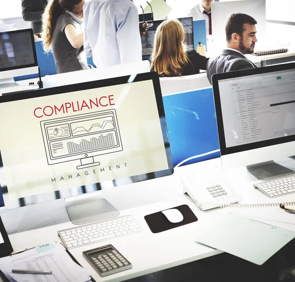 Computer monitors with Compliance — Stock Photo, Image