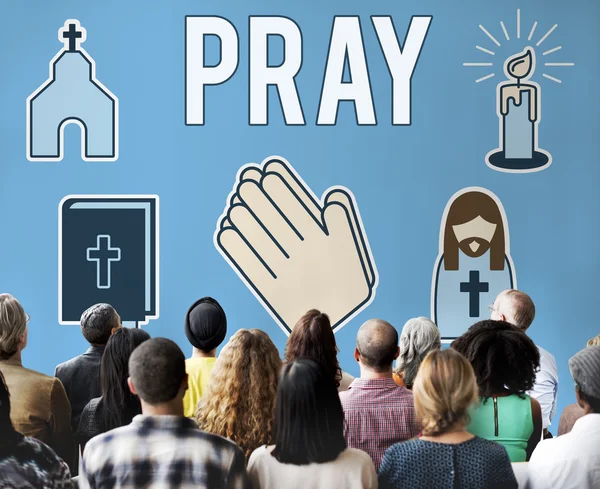 Mensen bij seminar met Pray — Stockfoto