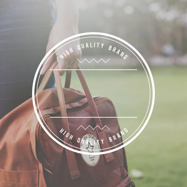 Woman with brown backpack — Stock Photo, Image