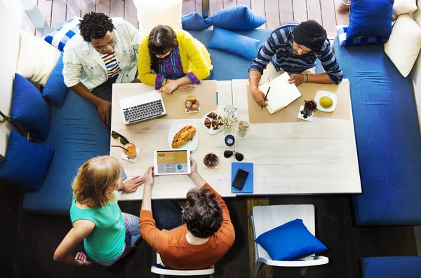 Friends Meeting and discussing ideas — Stock Photo, Image