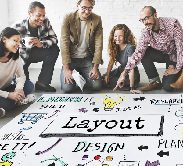 Designers working with poster and Layout — Stock Photo, Image