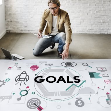 İşadamı gol ile çalışma