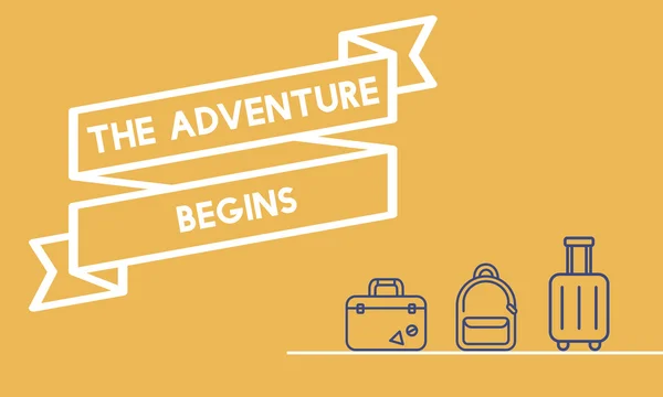 Plantilla con concepto Adventure Begins — Foto de Stock