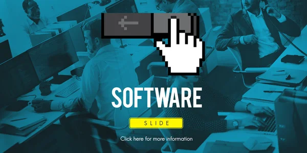 Mitarbeiter und Softwarekonzept — Stockfoto