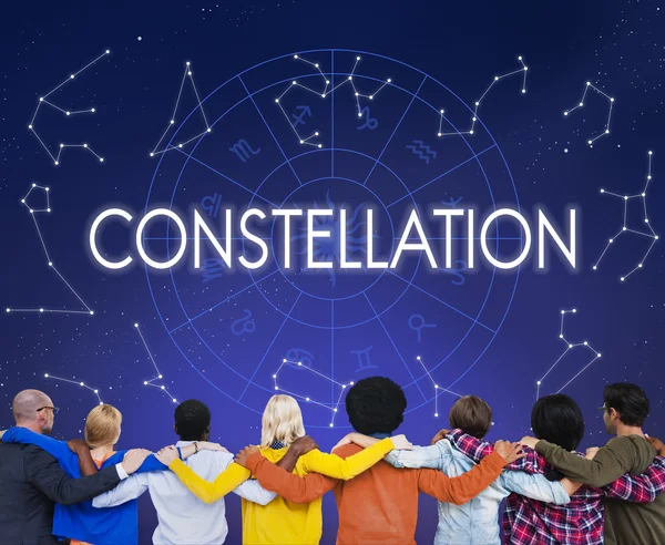 Concepto multiétnico de personas y constelación — Foto de Stock