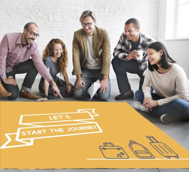 Poster ve yolculuk çalışma tasarımcılar