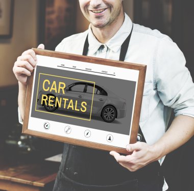 Barista holding ahşap Resepsiyon