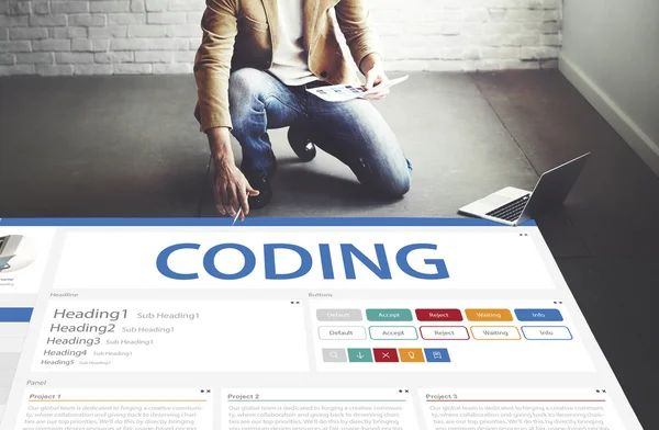 Businessman working with coding — Stock Photo, Image