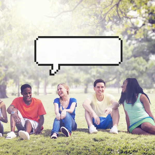 Young friends at outdoors — Stock Photo, Image