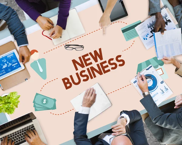 Business People Pointing on New Business — Stock Photo, Image