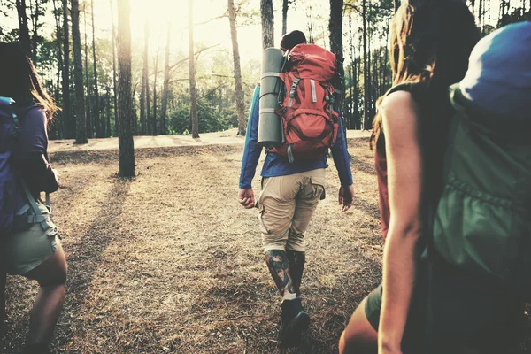 Nejlepší přátelé uživatele trekking dohromady — Stock fotografie