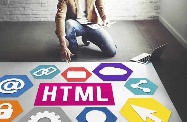 HTML ile çalışma iş adamı — Stok fotoğraf