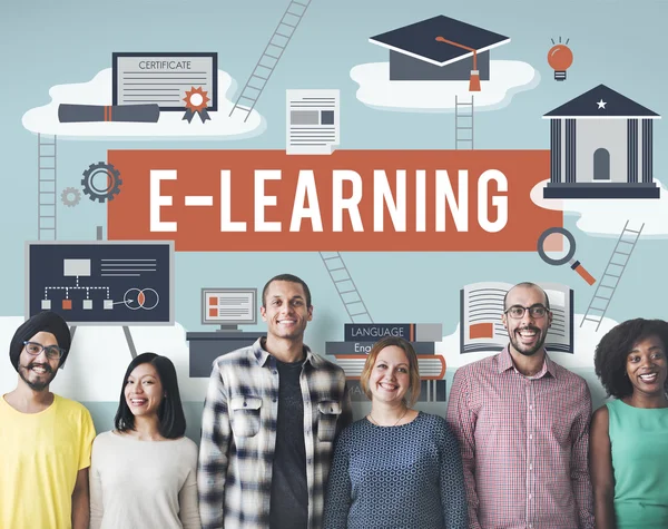 Różnorodność ludzi z E-learningu — Zdjęcie stockowe