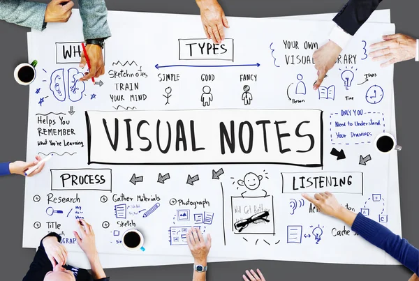 Group of Business People Sketching Visual Notes — Stock Photo, Image