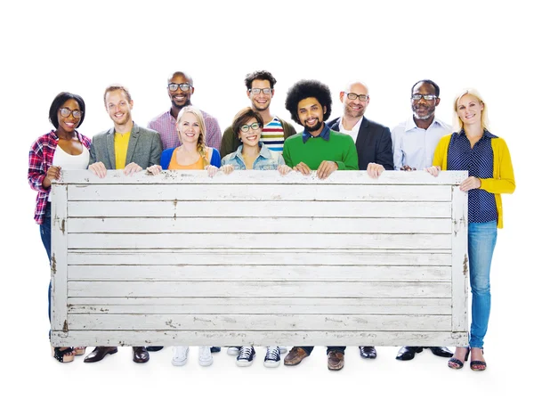 Students Team holding Blackboard — Stock Photo, Image