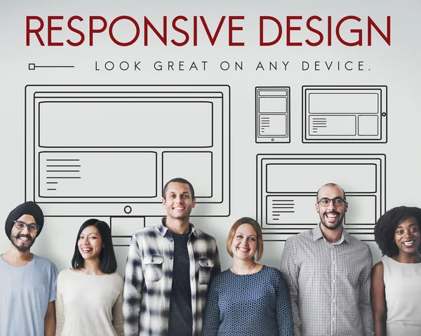 Diversidade de pessoas com design responsivo — Fotografia de Stock