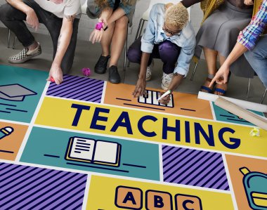 Kattaki insanlar çizim afiş 