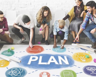 Kattaki insanlar çizim afiş 