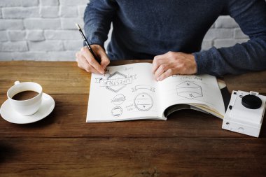 Adam çizim kroki, etiket. 