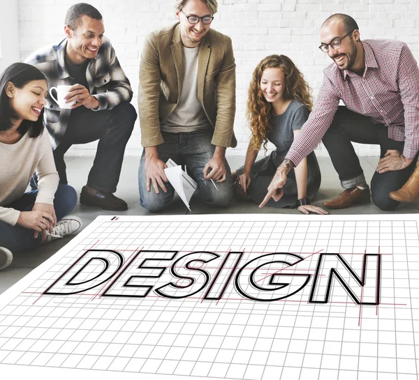 Designers working with poster and design — Stock Photo, Image