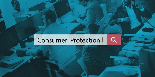 Personas que trabajan y concepto de protección del consumidor — Foto de Stock