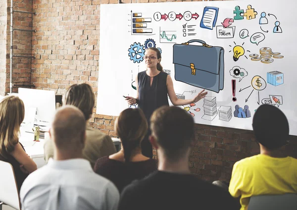 People at conference with strategy — Stock Photo, Image