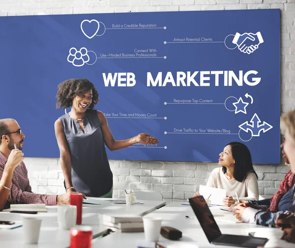 Reunión de negocios con Web Marketing — Foto de Stock