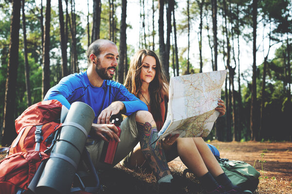 friends with tourist map 