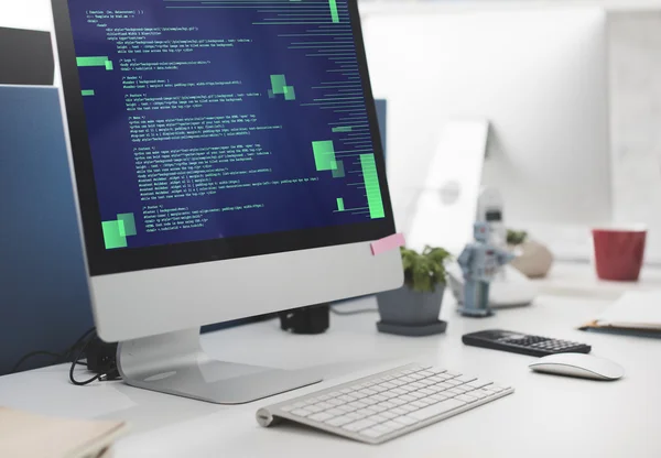 Switched on computer on table — Stock Photo, Image