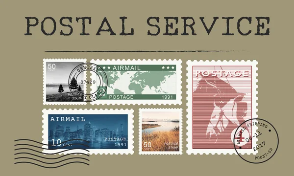 Ikony poczta lotnicza i pocztówka — Zdjęcie stockowe