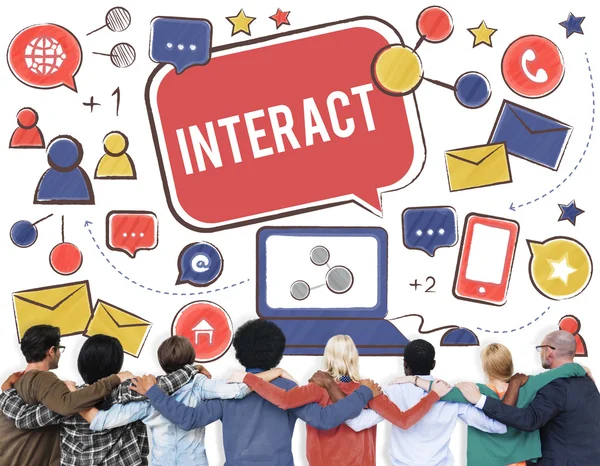 Interactuar, Concepto de Redes Sociales — Foto de Stock