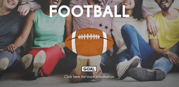 Diversity friends near wall with football — Stock Photo, Image